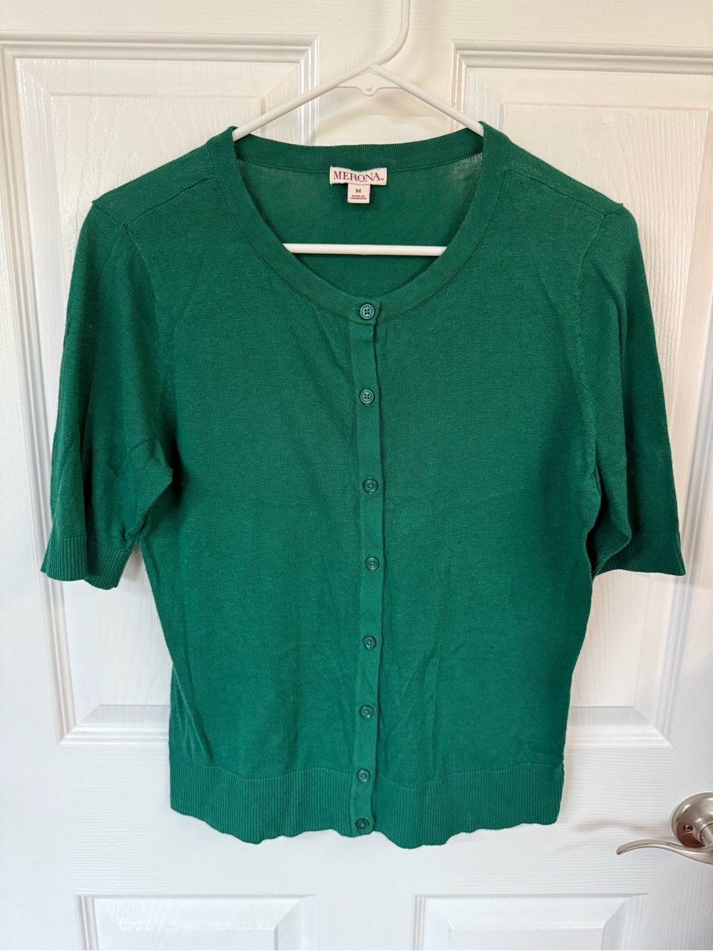 Merona Green Short Sleeve Knit Cardigan